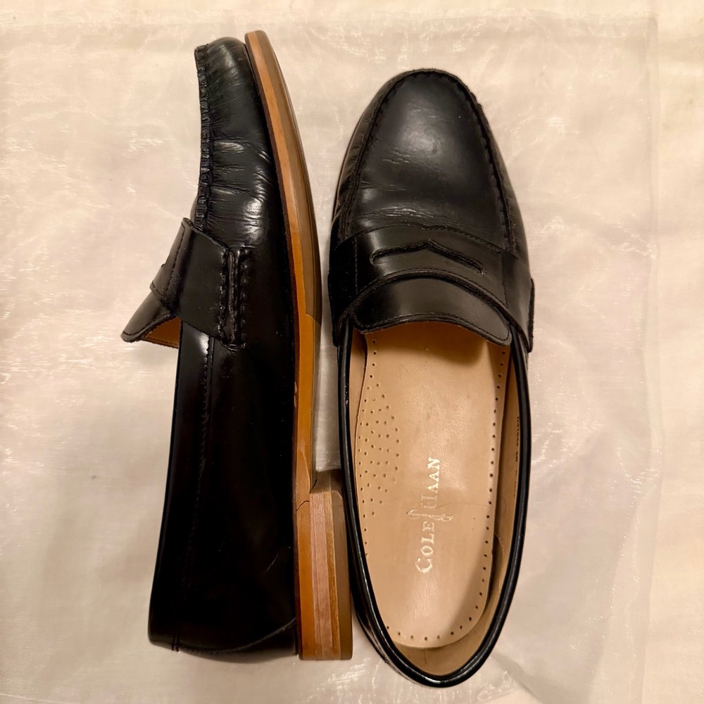 Cole Haan Black Leather Penny Loafers - Picture 2 of 4